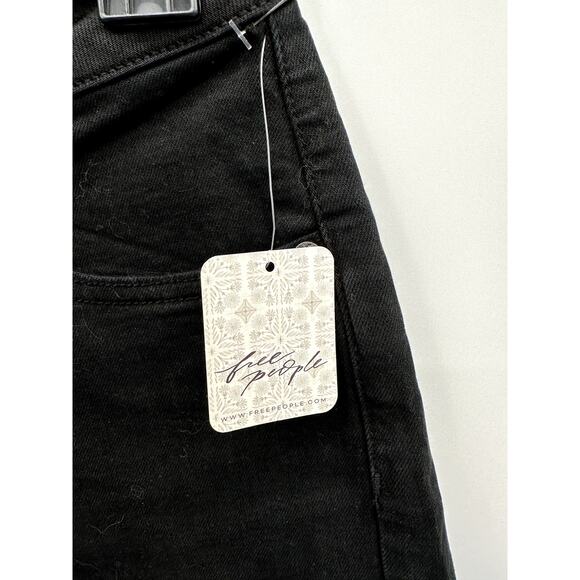 FREE PEOPLE NWT Black Denim Raw Hem Cut Off Shorts // 26 - Picture 4 of 7